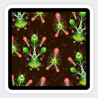 Red and Green Light Fireflies at Night Sticker
